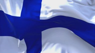 115. Finlandiya bayrak rüzgar sürekli sorunsuz döngü arka planda sallayarak.