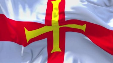 117. Guernsey bayrak rüzgar sürekli sorunsuz döngü arka planda sallayarak.