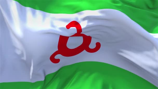 122. Bandera de Ingushetia ondeando en el viento Fondo de bucle continuo sin costura . — Vídeo de stock