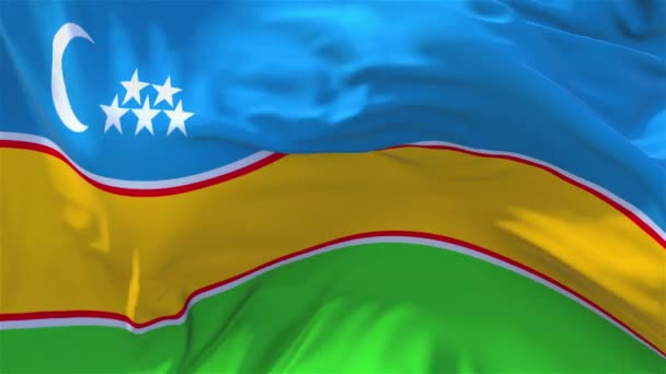 125. Karakalpakstan Flag Waving in Wind Continuous Seamless Loop Background. — Stock Video