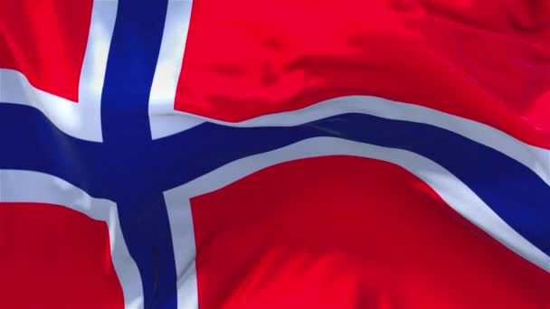 130. 노르웨이 깃발에 바람 연속 원활한 루프 배경. — 비디오