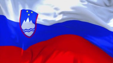 133. Slovenya bayrak rüzgar sürekli sorunsuz döngü arka planda sallayarak.