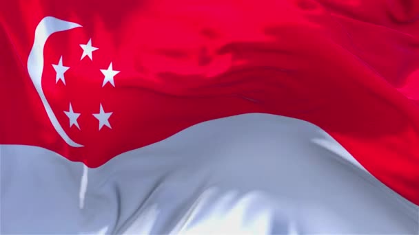 131. Bandera de Singapur ondeando en el viento Fondo de bucle continuo sin costuras . — Vídeo de stock