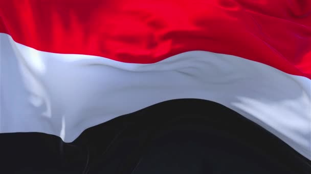 144. a Jemeni zászló integetett a szél folyamatos varrat nélküli hurok háttér. — Stock videók