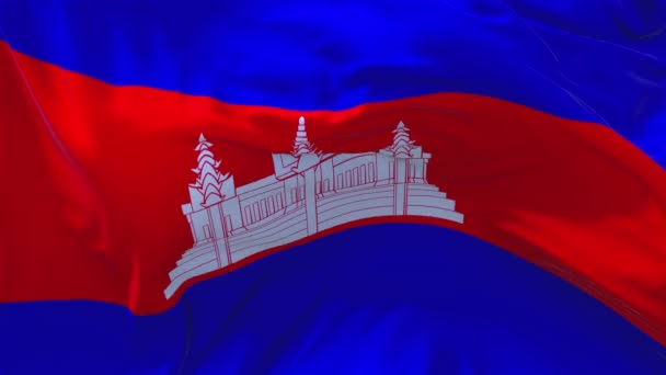 162. Kamboçya bayrak rüzgar sürekli sorunsuz döngü arka planda sallayarak. — Stok video