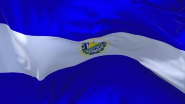 173. El Salvador bayrak rüzgar sürekli sorunsuz döngü arka planda sallayarak.