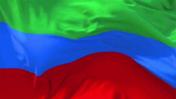 169. Dagestans flagga vajande i vinden kontinuerlig sömlös Loop bakgrunden. — Stockvideo
