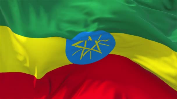 175. Флаг Эфиопии, развевающийся на фоне непрерывного непрерывного бесшовного цикла ветра . — стоковое видео