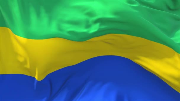 177. Gabon Flag Waving in Wind Continuous Seamless Loop Background. — Stock Video
