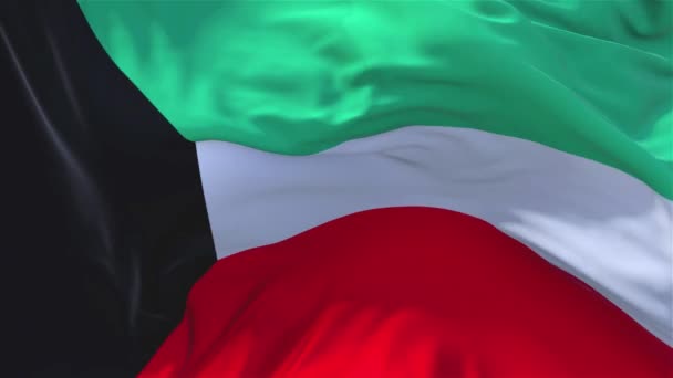 190. Kuwait flagga vajande i vinden kontinuerlig sömlös Loop bakgrunden. — Stockvideo
