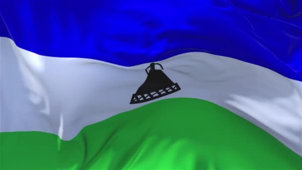 193. Bandera de Lesotho ondeando en el viento Fondo de lazo continuo sin costura . — Vídeos de Stock