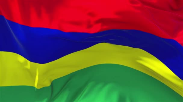 194. Mauritius Flagge weht im Wind, nahtlose Schleife Hintergrund. — Stockvideo