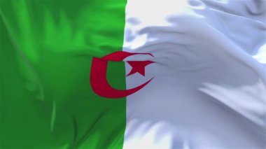 202. Cezayir bayrak rüzgar sürekli sorunsuz döngü arka planda sallayarak.