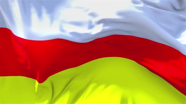 201. Флаг Северной Осетии, развевающийся на фоне непрерывного бесшовного цикла ветра . — стоковое видео