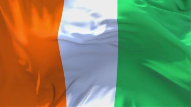 211. Fildişi Sahili bayrak rüzgar sürekli sorunsuz döngü arka planda sallayarak.