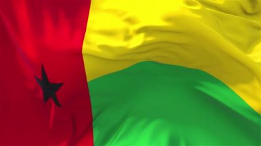 215. Gine Bissau bayrak rüzgar sürekli sorunsuz döngü arka planda sallayarak.