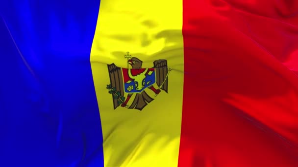 224. Moldova Flag Waving in Wind Continuous Seamless Loop Background. — Stock Video