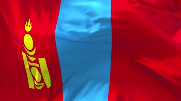 225. Bandeira da Mongólia acenando em fundo de loop sem costura contínua de vento . — Vídeo de Stock
