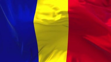 235. Romanya bayrak rüzgar sürekli sorunsuz döngü arka planda sallayarak.