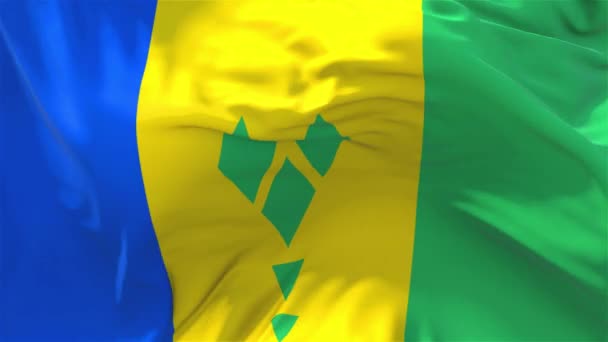 237. Saint Vincent en de Grenadines vlag zwaaien naadloze loops achtergrond. — Stockvideo