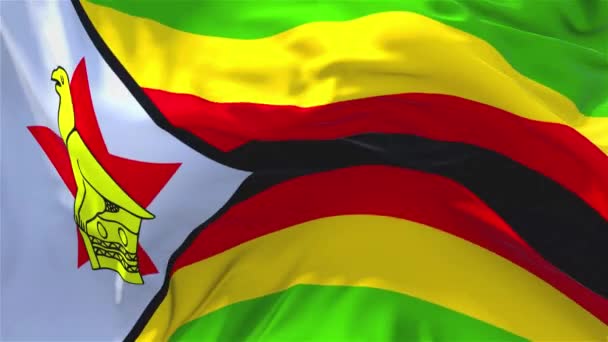 240. Zimbabve bayrak rüzgar sürekli sorunsuz döngü arka planda sallayarak. — Stok video