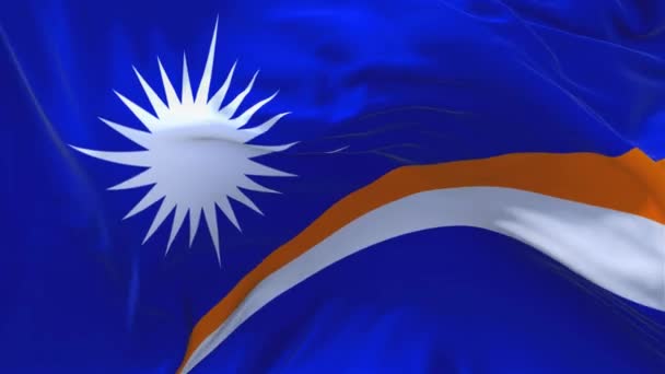 252. Marshallinseln Flagge wehen im Wind kontinuierliche nahtlose Schleife Hintergrund. — Stockvideo