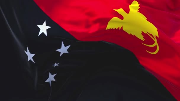 253. Bandeira de Papua-Nova Guiné acenando em fundo de loop sem costura contínua de vento . — Vídeo de Stock