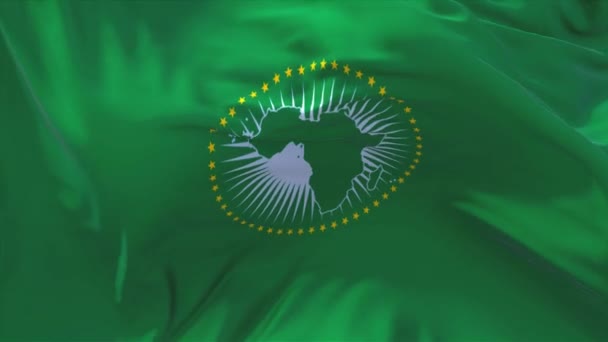 263. African Union Flag Waving in Wind Continuous Seamless Loop Background. — Stock Video