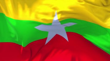 275. Myanmar bayrak rüzgar sürekli sorunsuz döngü arka planda sallayarak.