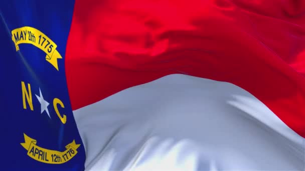 276 North Carolina Flag Waving Wind Slow Motion Animation Realistic — Stock Video