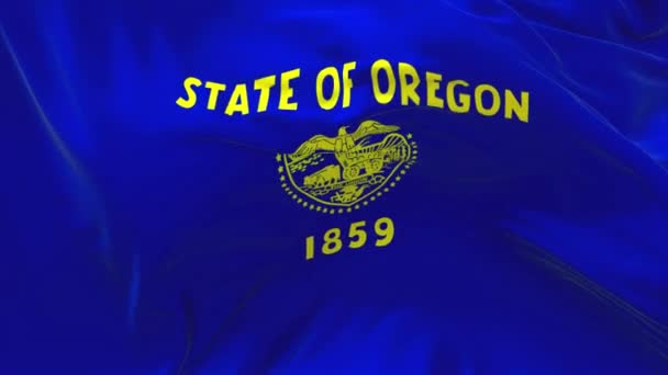 281. Oregon Eyaleti bayrak rüzgar sürekli sorunsuz döngü arka planda sallayarak. — Stok video