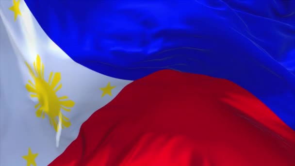 290. Philippines Flag Waving in Wind Continuous Seamless Loop Background. — Stock Video