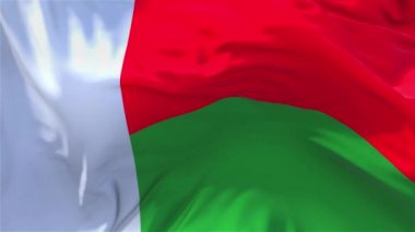 296. Madagaskar bayrak rüzgar sürekli sorunsuz döngü arka planda sallayarak.