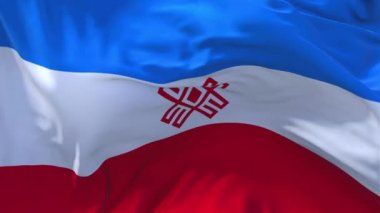 297. Mari El bayrak rüzgar sürekli sorunsuz döngü arka planda sallayarak.