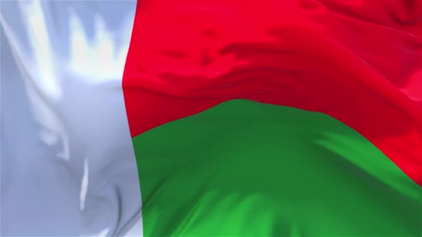 296. Мадагаскарский флаг, размахивающий на фоне непрерывного непрерывного бесшовного цикла . — стоковое видео