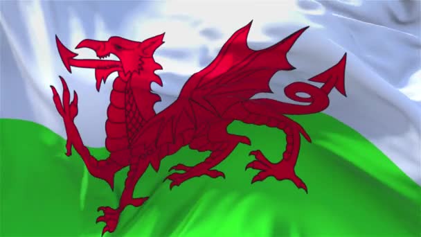 298. Bandeira de Gales acenando em vento contínuo sem costura Loop fundo . — Vídeo de Stock