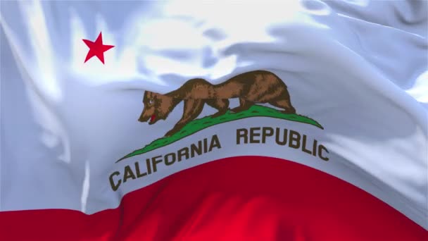 303. Καλιφόρνια σημαία κυματίζει στο παρασκήνιο συνεχή αδιάλειπτη βρόχο Άνεμος. — Αρχείο Βίντεο