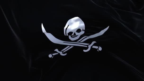 338. Pirate Flag Flag Waving in Wind Continuous Seamless Loop Background. — Stock Video