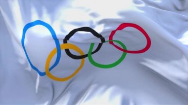 Olimpiyat Oyunları olimpik halka bayrak sallayarak sürekli sorunsuz döngü arka plan.