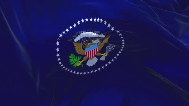 Nós Bandeira de selo presidencial acenando em fundo de loop sem costura contínua de vento . — Vídeo de Stock
