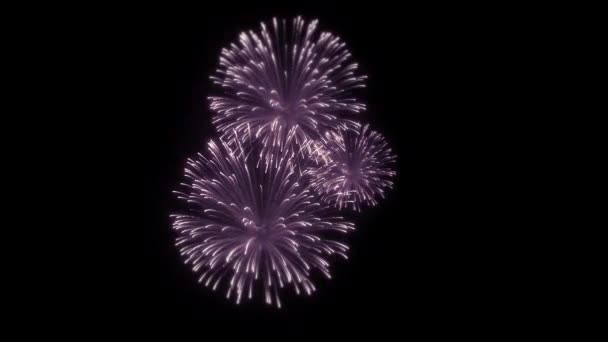 12. Rouge vif Brillant d'or explosions réalistes sur fond de boucle de ciel noir — Video