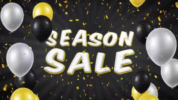 10. Seasonal Sale Text with Balloons, Confetti Looped Motion — Stock Video