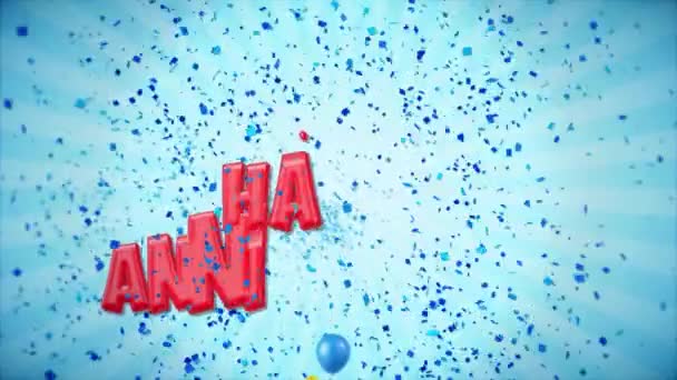 48. 第四十快乐周年纪念红色问候和祝愿与气球, 五彩纸屑环形运动 — 图库视频影像