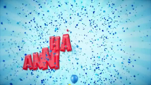 54. 55e joyeux anniversaire Salutations rouges et souhaits avec des ballons, Confettis Looped Motion — Video