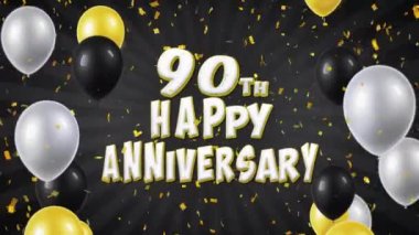 67. 90'ıncı mutlu yıldönümü siyah tebrik ve dilek ile balon, konfeti ilmekledi hareket
