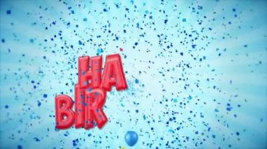 16. 8 happy Birthday tebrik ve dilek ile balon, konfeti ilmekledi hareket