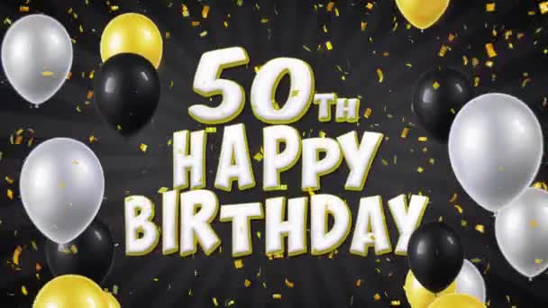 51. 50 boldog születésnapot fekete szöveg üdvözlés, kívánság, pályázati hurok háttér — Stock videók