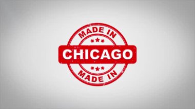 Yapılan Chicago imzalanmış metin ahşap damga animasyon damgalama.
