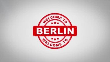 Berlin'e hoş geldiniz damgalama metin ahşap damga animasyon imzaladı.
