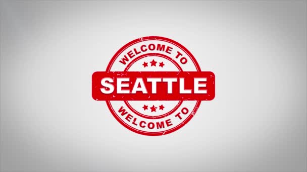 Bienvenue sur SEATTLE Timbre de Texte Signé Animation Timbre en Bois . — Video